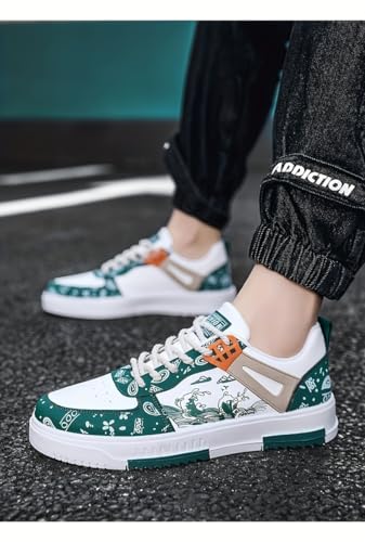 Trendy Pattern Skateboard Shoes for Men Non-Slip Lace-Up Casual Comfort Walking Sneaker4