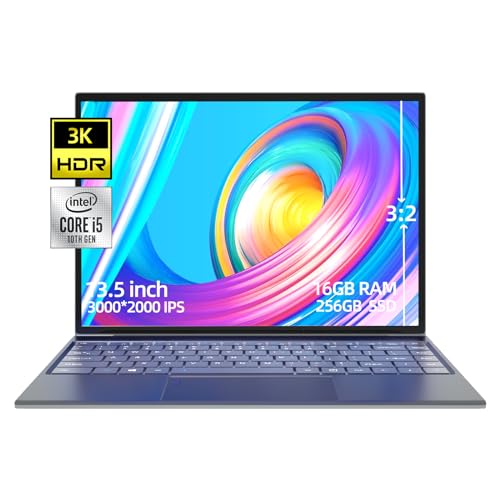 Image of Morostron Laptop, 13.5 inch 3K (3000 x 2000) IPS Display 10th Generation i5-1035G1 Up to 3.6GHz, 16GB+512GB SSD, Slim Notebook PC, Full Metal, Backlit Keyboard, Full Function Type C, Finger Print