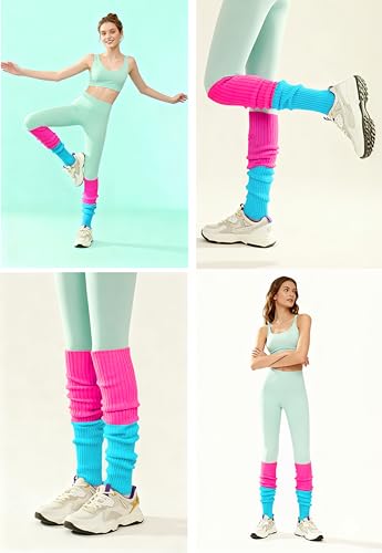 Image of v28 Women Warm Leg Warmers 80s Retro Party Costume Knit Ballet Neon Long Socks