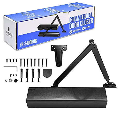 FORTSTRONGCommercial Door Closer - FS-8400 HOB - Heavy Duty Adjustable Grade 1 Standard Automatic Door Closing Hinge - ADA Compliant - Hold Open Function-Black Finish