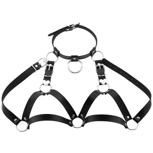 Punk Waist Belt Leather Harness Body Bondage Chest Straps Black Rivet Top Chest Straps BDSM Gothic Lingerie