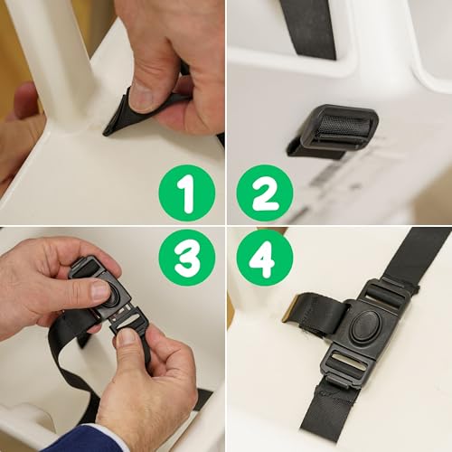 Miniatura 5 de Sistema De Arnés De 3 Puntos Para Trona, 1 Juego, Compatible Con Bebeconfort, Ikea, Kinderkraft, Safety 1st, Y Muchos Más, En Negro, Con Correa De Entrepierna, Arnés De Seguridad Ajustable Para Trona