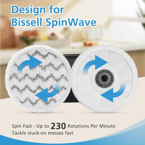 Image of iSingo 6 Pack 3897A / 3712 Rotating Steam Mop Pads Replacement for Bissell SpinWave SmartSteam Scrubbing Steam Mop Cleaner 【Models 3897A /3712 ONLY】, Washable Reuseable Refill Pads