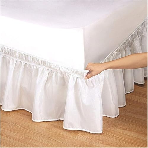 Jupe de lit élastique bordeaux 200x150 cm à volants pour chambre - 4