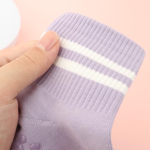 Image of 3 Pairs Yoga Socks with Grips Yoga Grip Socks for Women Non Slip Yoga Athletic Socks Pilates Socks for Ladies