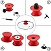PZRT 2-Pack Universal Pot Lid Cover Knob,Anti-Heat Silicone 2.3 Inch Base Replacement Cookware Pot Lid Handle Circular Handgrip with Screw Nut - Red