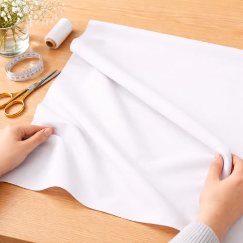 Uni Stoff Meterware 1 Meter 160 cm Baumwolle Linon Weiß – einfarbiger Baumwollstoff schadstoffgeprüft, kochfest bis 95 °C, pflegeleicht, ca. 130 g/m², hergestellt in Europa