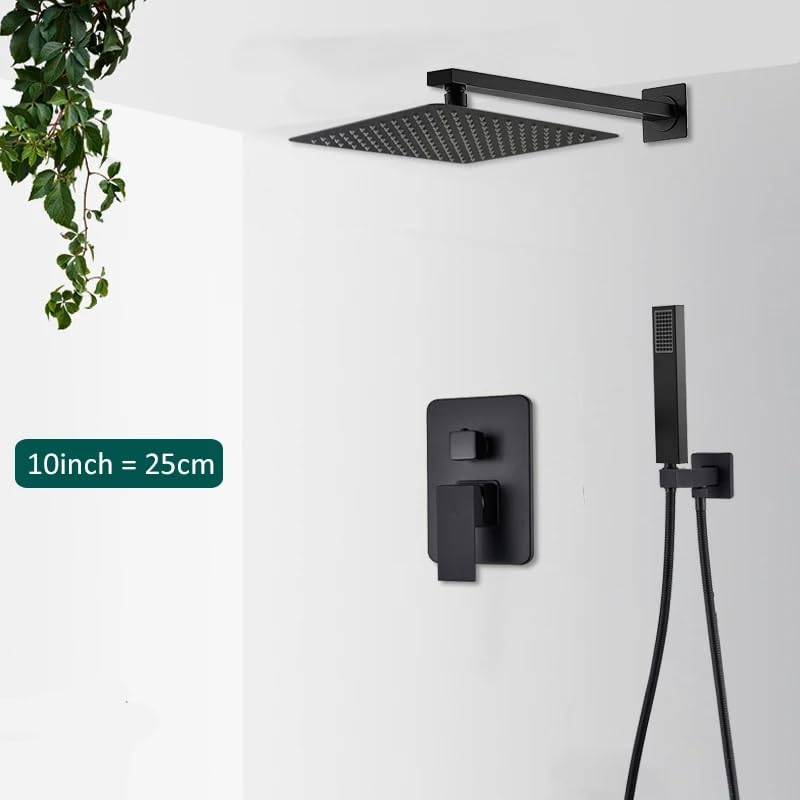 Ensemble Combiné de Douche Cascade Baignoire Mural Noir Mat - 6