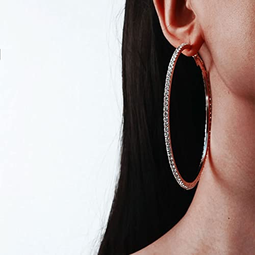 Pretole 3 Pairs 925 Sterling Silver Hoops Earrings For Women, Sterling Silver Large Rhinestone Hoop Earrings With Cubic Zirconia Lightweight Hypoallergenic Big Sterling Silver Earrings Set For Women #TOP3
