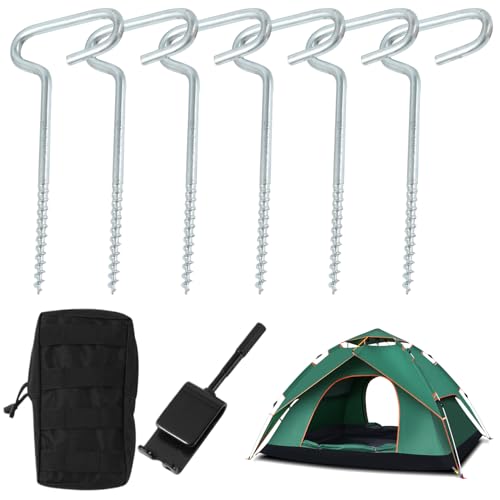 Kit d'ancrage de glace en acier 8pcs avec boîtier et crochet pour camping - 3