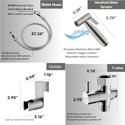 Generic HBS001 Premium Stainless Steel Handheld Bidet Sprayer For Toilet, Cloth Diaper Sprayer thumb #3