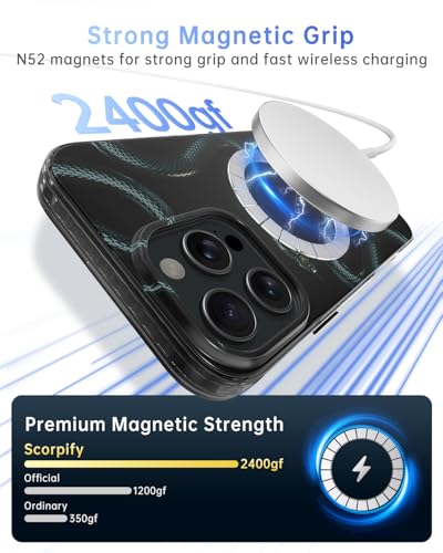 Coque iPhone 16 Pro MagSafe SCORPIFY avec motif serpent noir ombré antichoc - 4