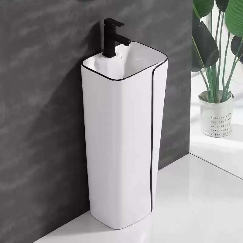 Image of B Backline Ceramic Pedestal Wash Basin | Free Standing Basins For Bathroom & Living Room 43 X 36 X 83 Cm (White Glossy) (7 Years Color Warrenty)