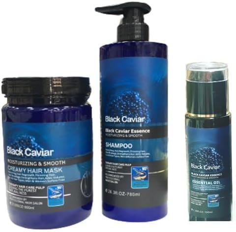 Black Caviar Hair Moisturizing And Smoth Shampoo-780ml, Mask-1000 ml And Serum-100 ml