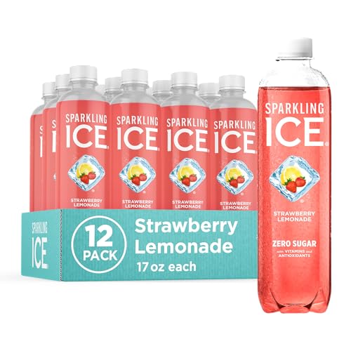 Image of Sparkling Ice, Strawberry Lemonade Sparkling Water, Zero Sugar Flavored Water, with Vitamins and Antioxidants, Low Calorie Beverage, 17 fl oz Bottles (Pack of 12)