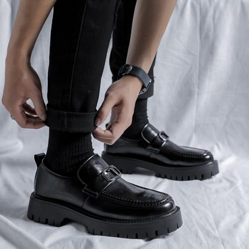 Mocasines de plataforma para hombre: zapatos formales de punta redonda con acabado sofisticado 2