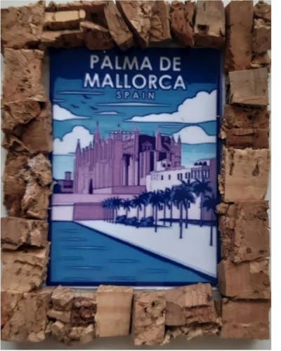 Calamita da frigorifero con Palma di Maiorca, realizzata a mano, per viaggi, vacanze, città, souvenir, 5 x 6 cm circa