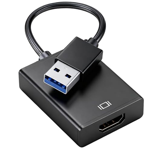 Unicavu Adaptador USB a HDMI, Cable USB 3.0/2.0 a HDMI 1080p (60 Hz) Macho a Hembra para Windows XP 7/8/8.1/10/11, Mac OS Video Audio Multi Moniteur Convertidor Compatible Monitor, HDTV, Projecteur