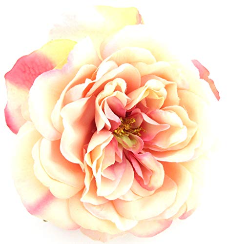 Full 5.5" Peach Rose Silk Flower Brooch Pin #TOP6