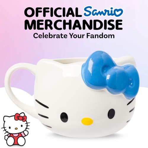 Image of Silver Buffalo Sanrio Hello Kitty Blue Bow, 3D Sculpted Mug, 20oz