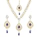 Sparkling Drop with Kundan Leaves Faux Indian Necklace Set Blue D7b