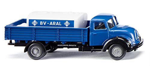 Wiking 043803 Magirus Sirius Flatbed Lorry with Trailer Tank Aral, Blue,silver,white