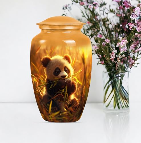 Image of Personalized Panda - Cremation Urn for Ash - Ash Urns for Human - 10 Inch - Large with Velvet Bag - Memorial Urn for Mom & Dad - Burial Urns - Human Remain Urn - Decorative Urns for Ashes