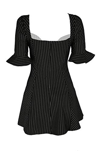 Restyle Clothing Pinstripe Sweetheart Dress - Pinstripe Dress (Xx-Large) Black #TOP1