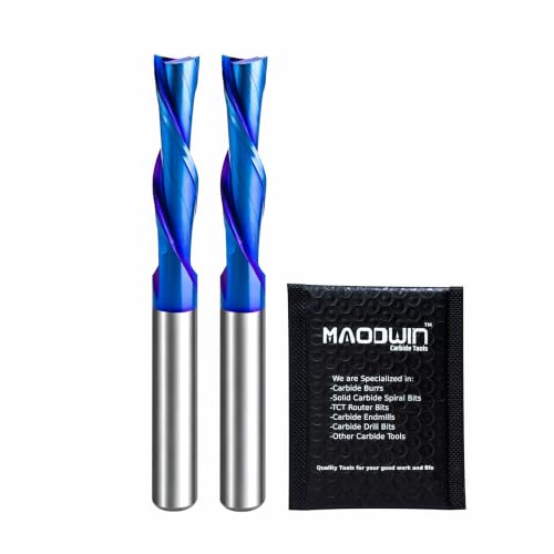 2Pcs 1/4" Shank Downcut Spiral Router Bit CNC End Mill for Wood