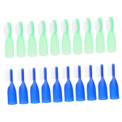 FONDOTIN 20 piezas Cepillos de Dientes Mini para Prisión Cepillos Pequeños con Manguito de Dedo Suave Diseño Antisuicidio para Inquilinos y Personal Colores Azul y Verde