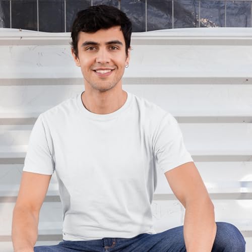 Men’s T-Shirts Multipack | Crew Neck Short Sleeve | 100% Cotton | Casual, Gym, Work, DIY, or Events | Comfortable & Durable Plain T-Shirts | Pack of 3 Black,Royal Blue and White Small - Image 5