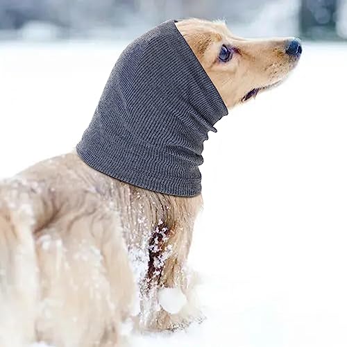 Image of Quiet Ears for Dogs, Rbenxia 1 Piece Dog Ear Cover Hoodies Dog Ear Muffs Headband Noise Ear Protection Warm Winter Ear Scarf (Grey, Large)