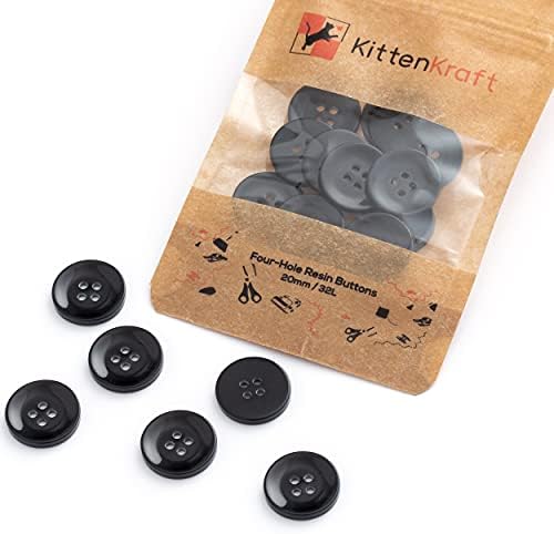 Kitten Kraft 20mm Buttons (4/5 inch, 32L) 10 or 20 Pcs Round Large 4-Hole Resin, 20 Colours, Haberdashery for Crafting, Sewing, Replacement, Knitting Handmade Baby Cardigans (Sweet Pink, 10 Buttons)
