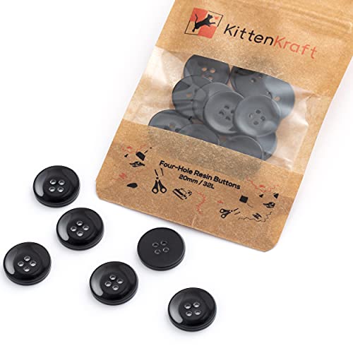 4/5 Inch (20mm, 32L) Round Large 4-Hole Buttons - Kitten Kraft Resin