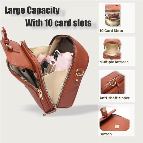 Forcipower Crossbody Leather Bags for Women, Vegan Anti Theft Side Purse Shoulder, Retro Soft Handbags with Built In Wallet3