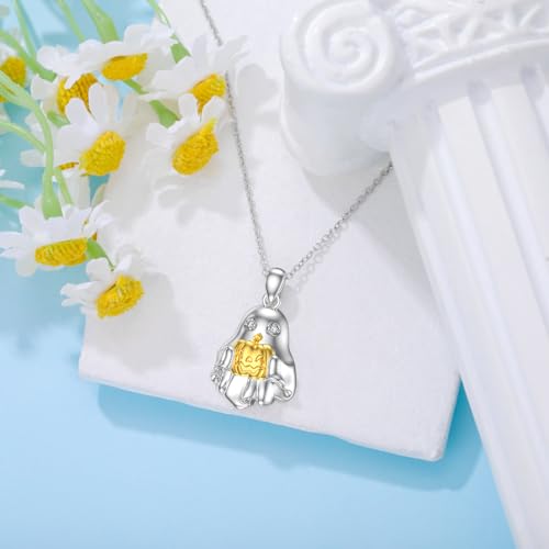 Diamond Ghost Necklace for Women 925 Sterling Silver Pumpkin Ghost Pendant Necklace with Lab Grown Diamond Delicate Jewelry Halloween Gifts for Ladies4