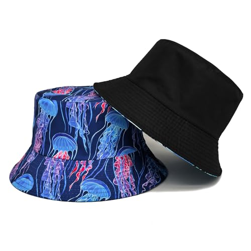 Image of Bucket Hat for Women Men,Travel Sun Beach Cap,Unisex Fishing Outdoor Boonie (Jellyfish)