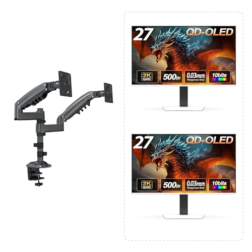 Image of INNOCN Dual Monitors with Arm - 2 x 27 2560 x 1440P 500Hz QD-OLED PC Gaming Monitors + 1 x Dual Monitor Arm