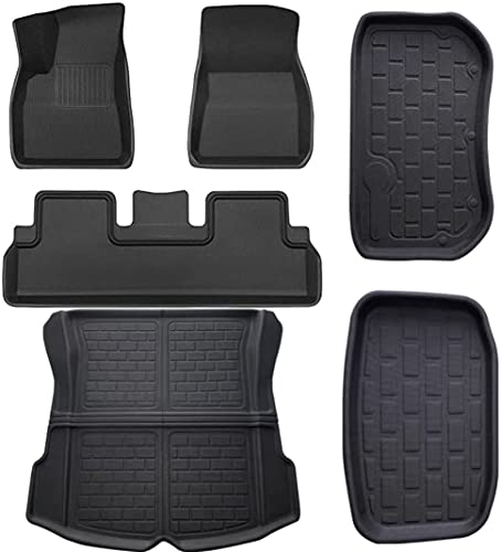 SUPER LINER All Weather Floor Mats for Tesla Model 3 2021 2022 Custom Fit Car Floor Mats Cargo Liner Trunk Mat Interior Accessories (Full Set)