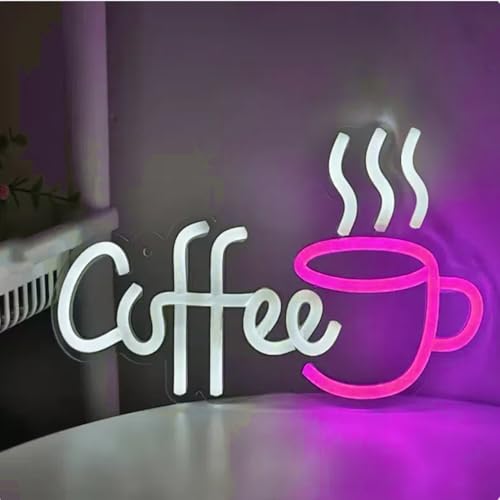 Image of Coffee Bar Sign Wall Decor,LED Coffee Neon Light up Signs for Coffee Station Decor,Coffee Decorations for Coffee Bar Kitchen Decor Accessories,with Dimmable Switch and Hanging Chain,5V USB Powered