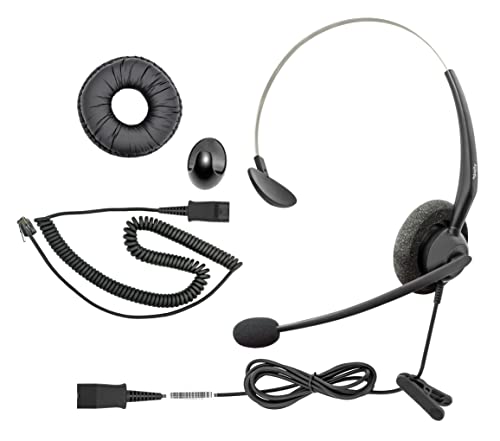 Auriculares mono RJ9 con cable para teléfono fijo analógico Aastra Avaya y adaptador de 3,5 mm