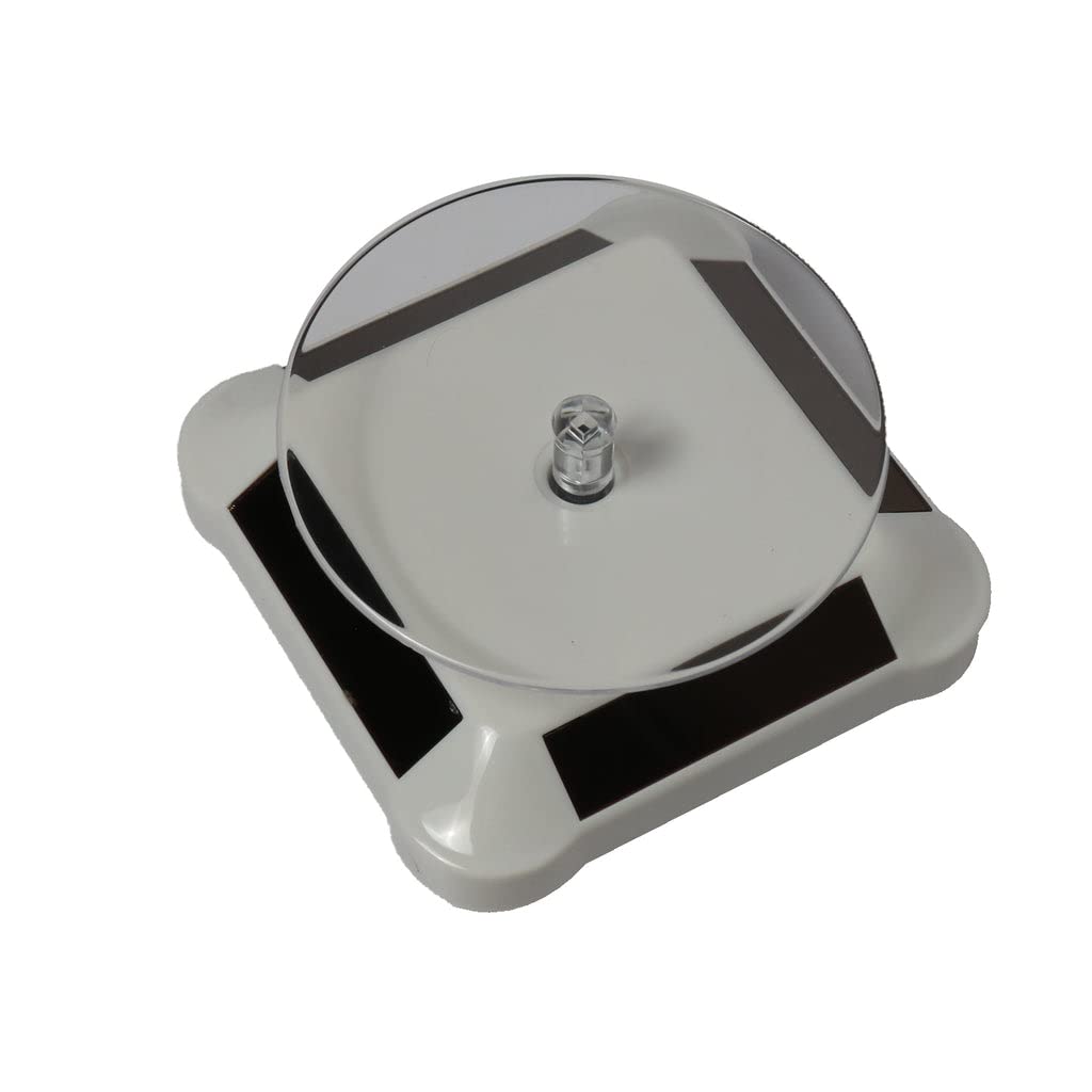BANDHAN Solar Powered Rotating Jewelry Display Stand,Jewelry Ring Bracelet Mobile Phone Watch Display Stand, 360 Degrees Rotating Turntable Watch Phone Jewelry Display Stand, White (Small) (B0BVGDZ414) Amazon Price History, Amazon Price Tracker