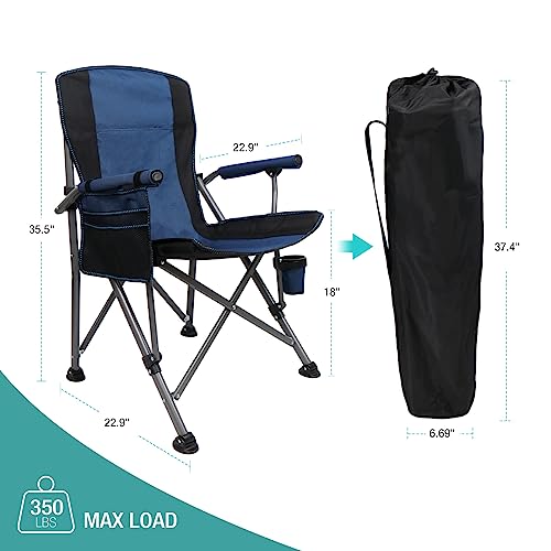 Camping-Chair-for-Adults-2-Pack-Heavy-Duty-Outdoor-Patio-Lawn-Chairs-Portable-Support-350-LBS-High-Back-Padded-Oxford-with-Armrests-Storage-Bag-Cup-Holder-for-Outside-Fishing-Camping-2PCS