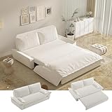 UPYOOE 70.1' Futon Sofa Bed Queen Size, Pull Out Bed, 3-in-1 Convertible Sleeper Sofa with Cushion Armrest, Modern Velvet Futon Couch for Living Room, Small Space, Apartment, Bedroom, Beige