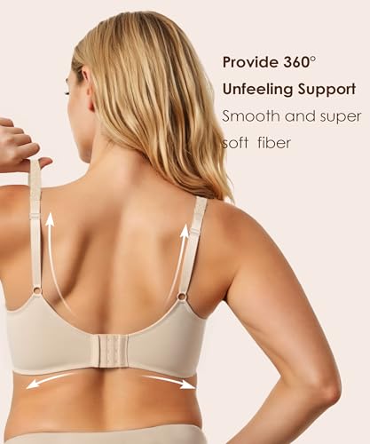Image of Ultra Soft Lace Bras for Women, Full Coverage Underwire Minimizer Bras, Lifting Comfort Bra for Everyday Wear.