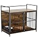 GOWE Dog Cage Furniture with Cushion, Dog Kennel Indoor with Rotating Feeder Bowls, Heavy Duty Indoor Puppy Cage Kennel for Medium to Large Dogs, 41