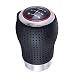 Bashineng 5 Speed Shift Knob Car Accessory PU Leather Red Cross Stitch for Universal Manual Transmission MT Shifter Lever(black+red)