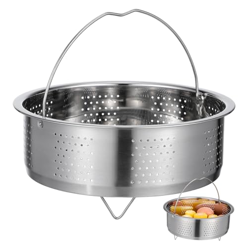 Baluue Cesta Vaporera de Acero Inoxidable Gruesa para Cocina con Mango Ergonómico y Orificios Uniformes para Cocción al Vapor de Verduras y Arroz Compatible con Ollas Estándar de