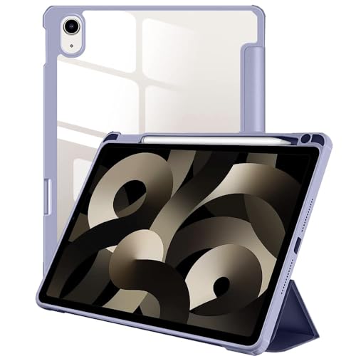 Image of Amazon Basics Smart Case for Apple iPad Air 11 Inch M2 2024, Air 6th /5th Gen 2022 /4th Gen 2020 | Trifold Stand with Pencil Holder, Transparent Back Flip Cover (Lavender)