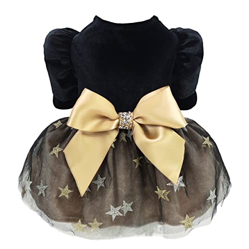 Fitwarm Fancy Dog Tulle Dress, Dog Winter Clothes For Small Dogs Girl, Cat Apparel, Lightweight Velvet, Black, Xs #TOP3